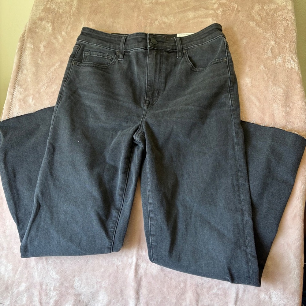 American Eagle Next Level Stretch High-Rise Kick Boot Crop Jeans Black Marl 6 R